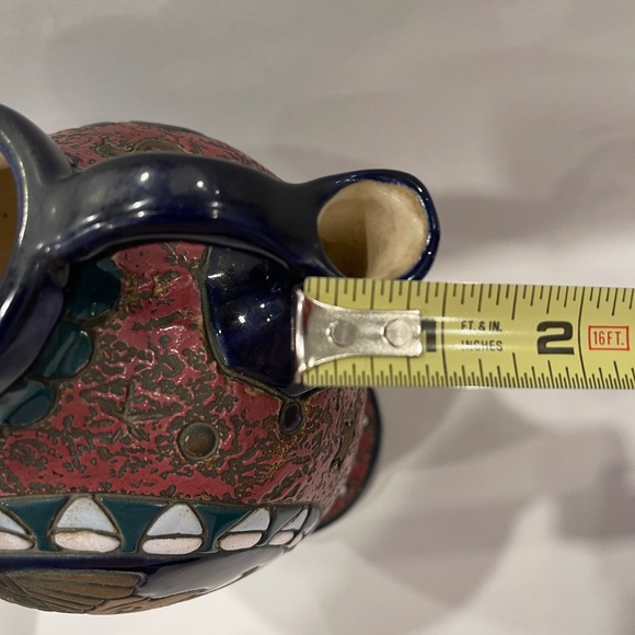 Antique Amphora ceramic vase Egypt art deco nouveau Czechoslovakia Marked Signed - Picture 12 of 16